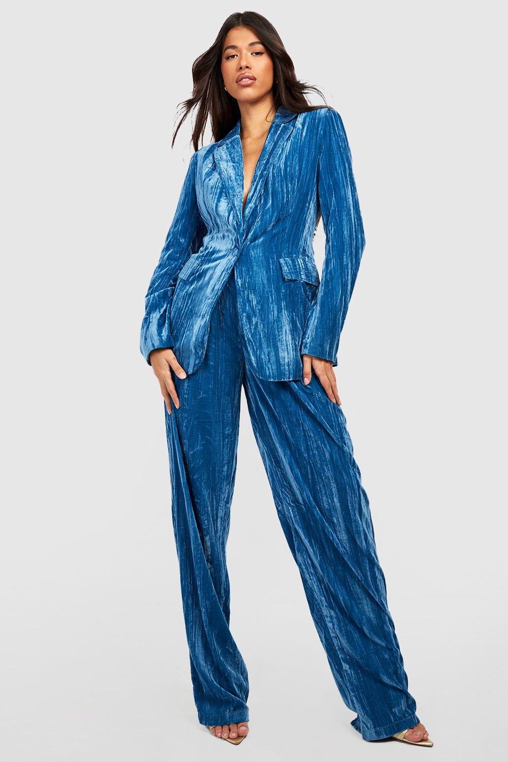 Topshop blue hot sale velvet suit